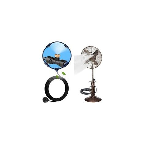 Système de refroidissement par brumisation pour ventilateur – 4 buses en laiton – Refroidit jusqu'à 30°C – Longueur tuyau 3m – Pour terrasse extérieure (1/5)