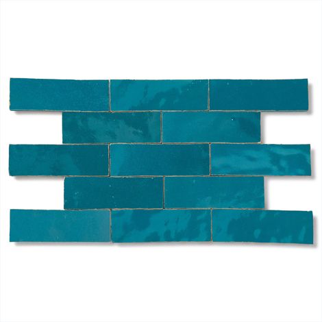 Carrelage Zellige Marocain Bleu Turquoise 5x15 cm (vendu par 0,5 m²) - RO'MA NATURE