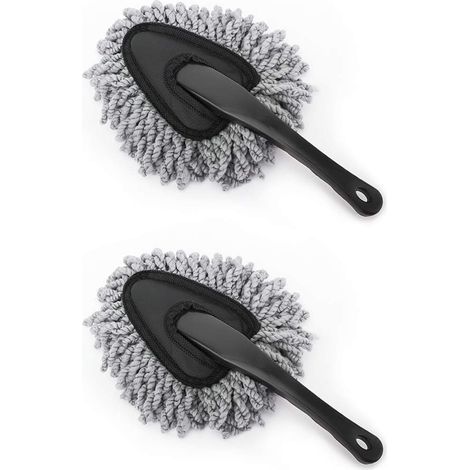Juego de 2 cepillos de limpieza de microfibra supersuave para salpicadero de coche, salpicadero de moto y rejilla de ventilación - Gris