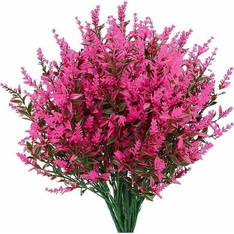 Pièce Plastique Fausses Fls Extéries Résistantes Aux UV Fausses Fls Plantes Fls Décoratives pour Arrangement Floral Maison Décoration De Jardin (Fuchsia) (1/4)