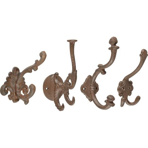 Set 4 appendini in ghisa da parete assortiti stile classico