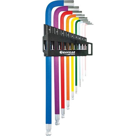 Lange Sechskant-Winkelschlüssel 1,5 bis 10mm DRAKKAR TOOLS - 68422