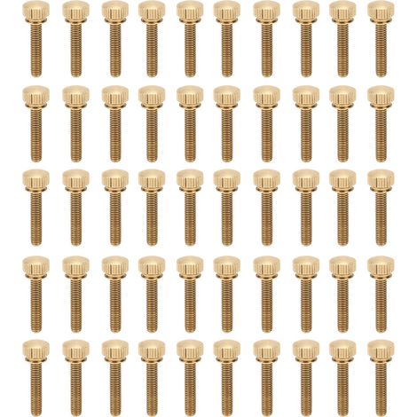 50 Vis à oreilles plates moletées en cuivre pur, tête ronde antidérapante, fournitures industrielles (M5 x 25mm) - Lot de 50 (1/5)