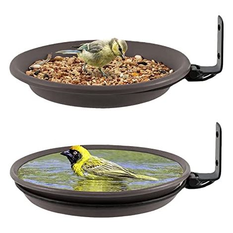 2 PCS Abreuvoir Oiseaux, Suspendre Mangeoire Oiseaux Exterieur Et Bain d'oiseaux, Abreuvoir pour Balcon, Distributeur Nourriture pour Oiseaux Sauvages, Baignoire Oiseaux (Noir) (1/3)
