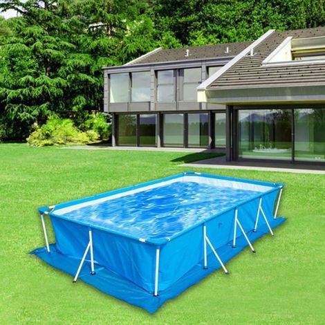 Tapis de sol pour piscine - - 9,7 x 6,7 pieds - PE (polyéthylène) - Rectangulaire - Bleu (1/5)