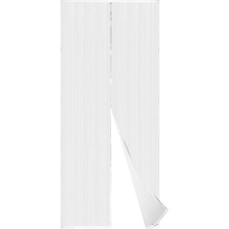 Mosquitera magnética para puerta, malla ultrafina, potentes imanes, kit de instalación completo, adhesivo y velcro incluidos - 90 x 210 cm, blanca (1/5)