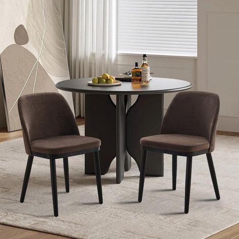 2er Set Esszimmerstühle Essstühle Polsterstuhl mit atmungsaktivem Leinenbezug Wohnzimmerstuhl Sessel Küchenstuhl mit Rückenlehne Armlehne Leinen 48 x 43 x 78 cm,Braun (1/5)
