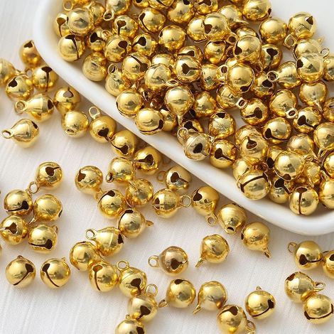 100 Stück Glöckchen, Partydekorationen, Haustierglocken, DIY-Weihnachtsdekoglocken für Hochzeitsfestdekorationen, Schmuckherstellung, 12 mm (goldfarben) (1/5)