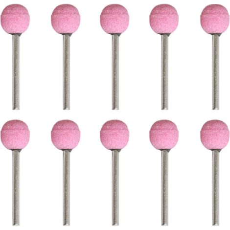 Lot de 10 têtes de meulage en céramique (forme sphérique) – Meules abrasives de polissage pour outils rotatifs – Montées sur tige de 3 mm – Diamètre 12 mm