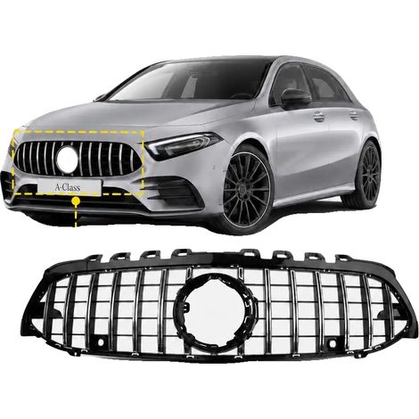Rennsportgrills, robustes ABS-Kunststoff, perfekte Passform, Silber-Schwarz (1/5)