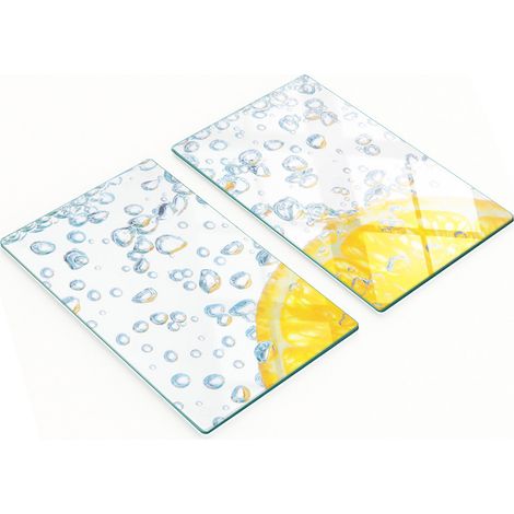 Tablas de cortar decorativas de vidrio templado, color naranja y agua, 2x30x52 cm
