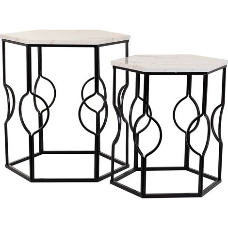 Set 2 mesas de metal blanco y negro (1/5)