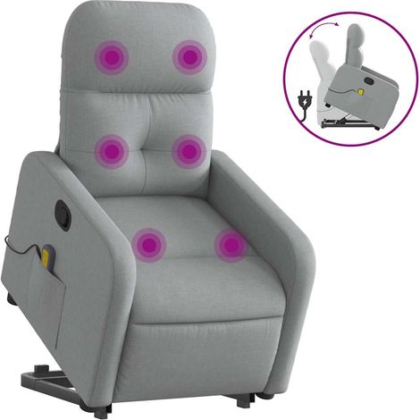 Maison Exclusive - Massagesessel mit Aufstehhilfe Hellgrau Stoff