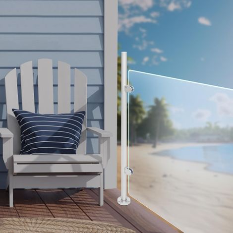 Poteau de balustrade en acier inoxydable 110 cm avec support en verre, rampe en verre, pinces à verre pour balustrade de balcon, garde-corps de grenier, rampe de piscine, etc. Main courante intérieure (1/5)