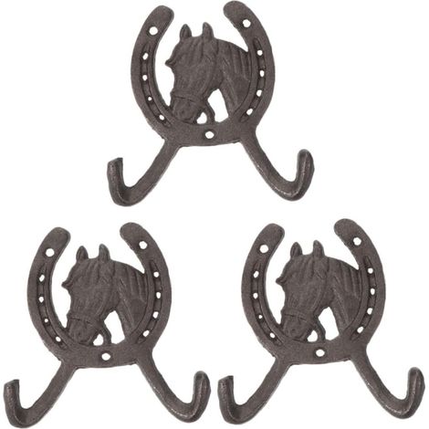 Lot de 3 Crochets Muraux en Fonte Fer à Cheval 123×12 CM Patères Décoratives Multifonction pour Maison et Jardin Accessoire Vestimentaire Robuste et Organisateur de Vêtements (1/5)