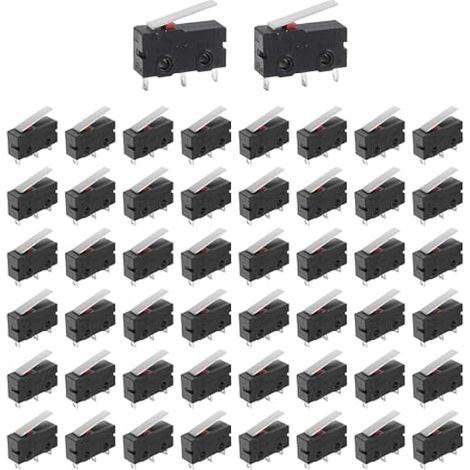 mini micro-interrupteurs, micro-interrupteurs à 3 broches SPDT, interrupteur de fin de course à levier, 1 NO 1 NF, levier droit long, interrupteur momentané à charnière (1/5)