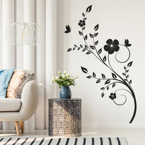 Sticker Mural - Fleurs - 37x73 cm - Noir (1/3)
