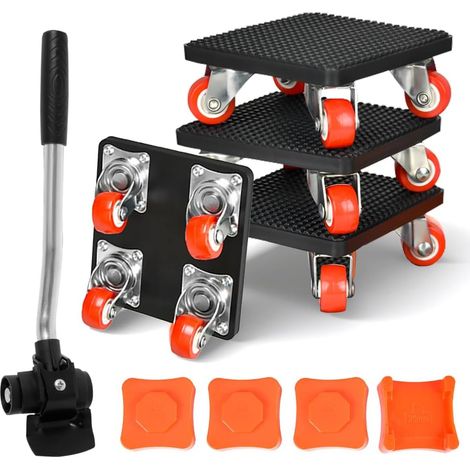 Leve meuble lourd Lot de 9 Déplacer, Charge Maximale 500 kg, Kit Roues Rotatives 360°, Soulever, Roulettes pour Meubles Lourds (1/5)