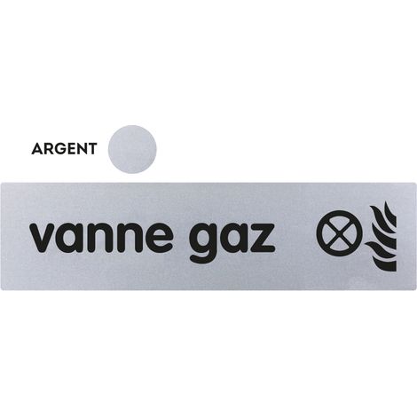 Plaque de porte Vanne gaz - Classique argent 170x45mm - 4322216