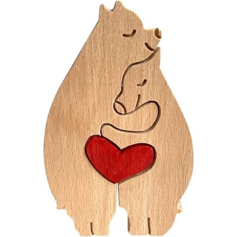 Sculpture Bois,Artisanat en Bois de la Famille des Animaux,Decoration Salon Moderne Objet,Cadeau d\'anniversaire,Anniversaire (1/4)