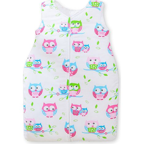Saco de dormir de algodón para niños de 6 a 12 meses, TOG 2.5, para todo el año, búhos sobre fondo blanco. (1/4)