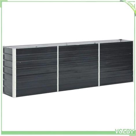 Bac surélevé de jardin - FAFEICY - 47043 - Acier galvanisé - Anthracite - 240x40x77 cm (1/5)
