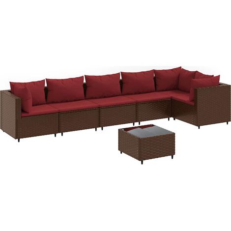 Maison Exclusive - 7-tlg. Garten-Lounge-Set mit Kissen Braun Poly