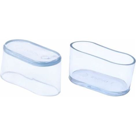 52 embouts pieds chaises ovales transparents - Nosheir - PVC souple, 16x34mm (1/4)