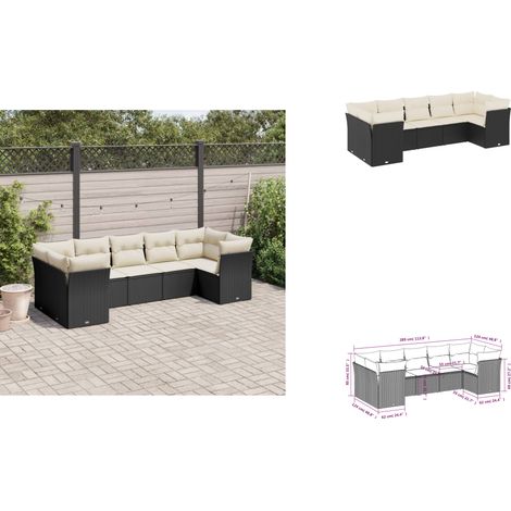 Salon de jardin 7 pcs avec coussins noir résine tressée - Salon De Jardin - Canapé Extérieur - Meuble De Jardin - Ensemble Salon De Jardin - Mobilier De Jardin (1/3)