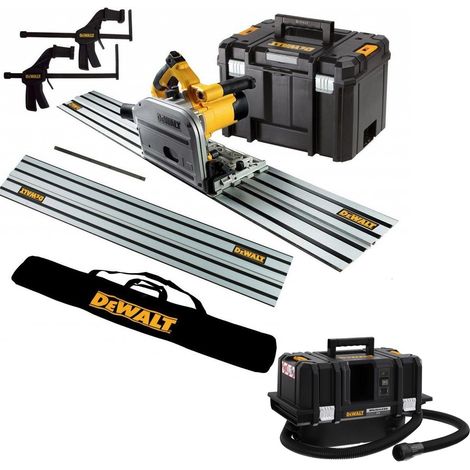 Dewalt DWS520KR 240v Plunge Saw Kit 2x 1.5m Guide Rails + Bag + Clamps + DCV586M (1/5)