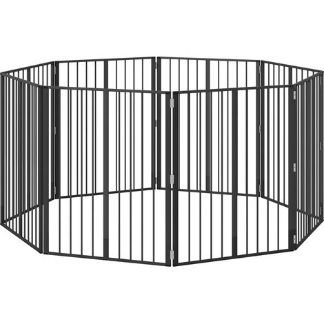 Dog Gate 8 pcs Black 80 x 100 cm Galvanised Steel vidaXL