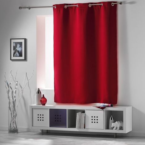 Rideau court obscurcissant 90 % adapté radiateur Rouge 135x180 cm