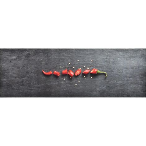 Alfombrilla de cocina lavable de 60 x 180 cm antideslizante de diseño moderno para interiores y pasillos en poliamida negra 020046526 (1/5)