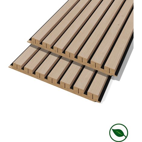 Lot de 2 Panneaux tasseaux MDF Chêne clair sur fond Noir 2770 x 300 x 20 mm - 1,662 m² PEFC 70%