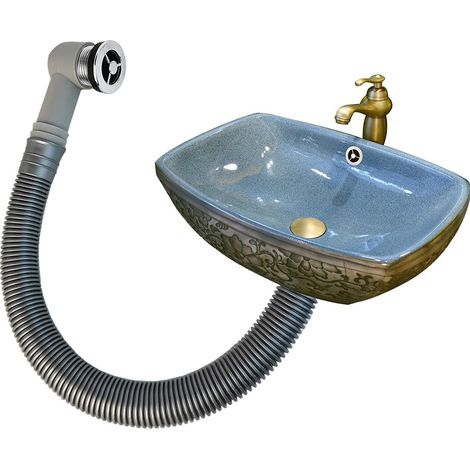2 x Tuyaux de Trop-plein, Tube de Trop-plein pour Lavabo en Céramique pour Lavabo de Salle de Bain, Interface Ronde, pour Diamètre de Trou de Trop-plein 21-24 mm, Longueur de Tube 400 mm (1/5)