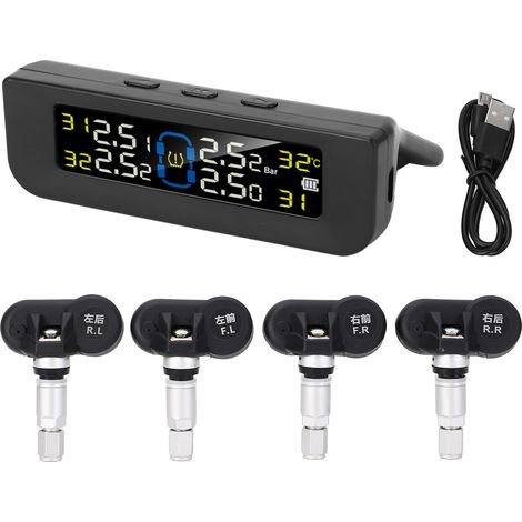 Reifendruckkontrollsystem, drahtloses Solar-TPMS, Reifendruckkontrollsystem mit 4 Sensoren, LCD-Bildschirm für Autos (1/5)