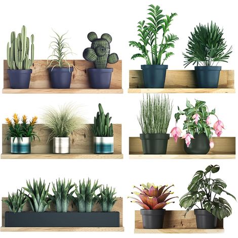 6 Stickers Muraux en 3D pour Salon, Feuilles Vertes en PVC - Fleurs Et Plantes en Pot Autocollants Muraux pour Cuisine, Bureau, Décoration Murale (1/5)