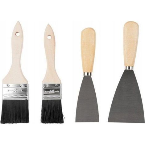 Kit Outils Peinture - Pinceaux Et Spatules - Pour Effets Décoratifs - Gris - Lot De 6