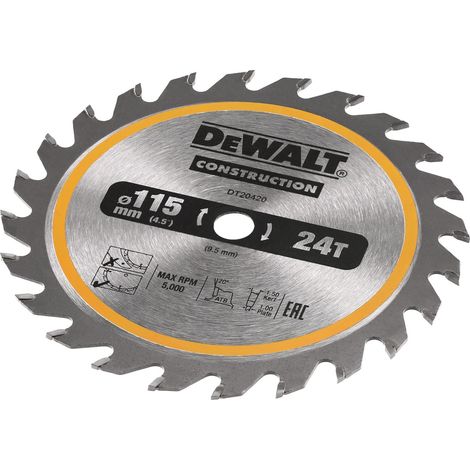 DeWalt DT20420-QZ Kreissägeblatt 115 x 9,5 mm, 24 Zähne, genageltes Holz