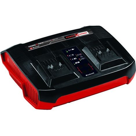 Caricabatteria Einhell Power-X-Twincharger carica 2 batterie contemporaneamente