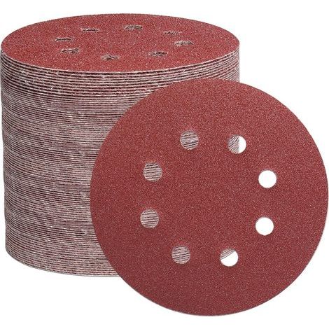 105 discos de lijado de 125 mm, discos de lijado de papel abrasivo de 8 orificios, ideales para lijar/pulir con lijadoras orbitales aleatorias (grano 40/60/80/150/240/320/600). (1/5)