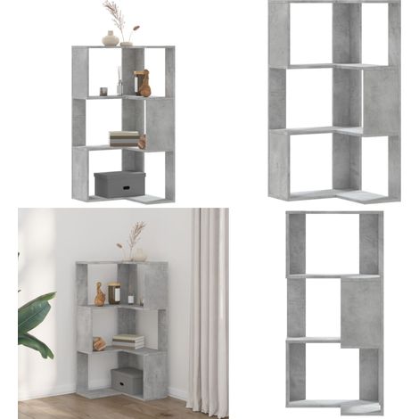Eck-Bücherregal 3 Böden Betongrau 50x50x102 cm Holzwerkstoff - Bücherregal - Holzwerkstoff (1/5)