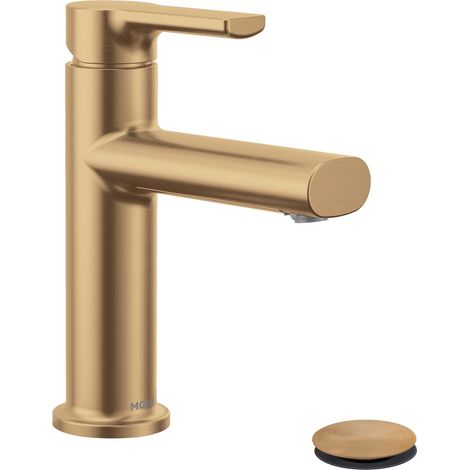 Mitigeur Lavabo Robinet d'évier de Salle de Bain Moderne avec Plaque de Pont et Ensemble de Vidange en Option, Or Bronzé (1/5)