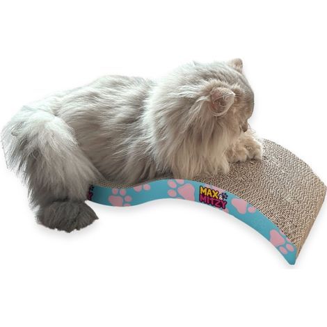 Max&Mitzy Féli'Zen - Griffoir pour Chat avec Herbe à Chat - Design Vague, Carton Double Face à Griffer - 53 x 20,5 x 10 cm (1/5)