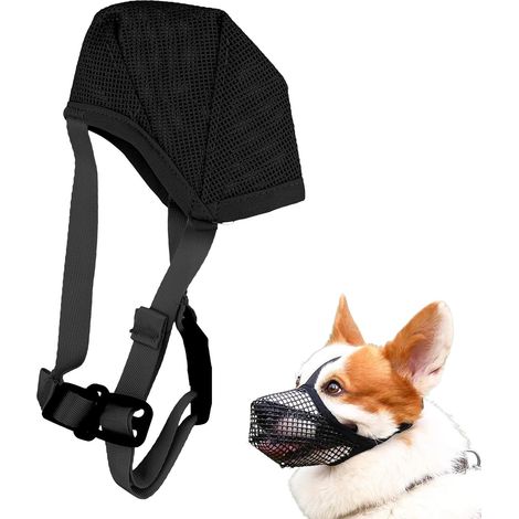 Adjustable Soft Dog Muzzle Breathable Foldable Mesh Muzzle for Small Medium Large Dogs - Prevent Eating and Biting (S) (1/5)