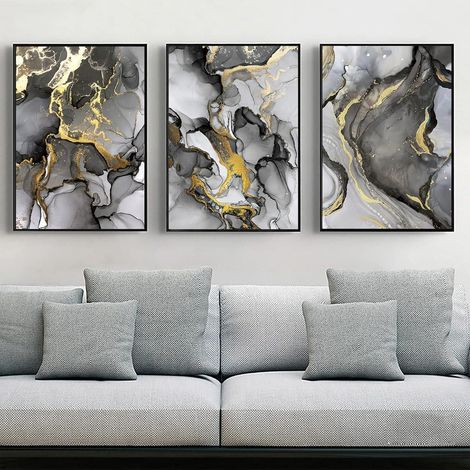 Wandbilder Leinwand Abstrakte Marmor Grau 3PCS-50x70cm Marmoriert 2 (1/5)