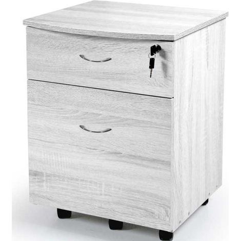 Cassettiera da ufficio bianca con cassetti chiave e rotelle cm 42 x 40 x 55 h (1/2)