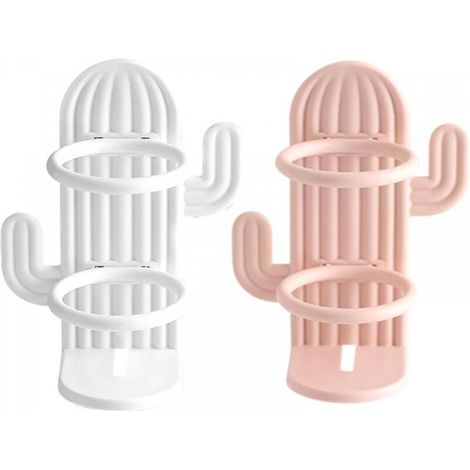 Porte-brosse à dents électrique décoratif de style moderne en forme de cactus (blanc et rose) (1/5)
