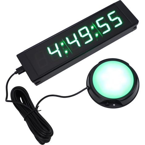 Tournament Timer with 6 Green LED Digits, Rechargeable, Dual Control (1/5)