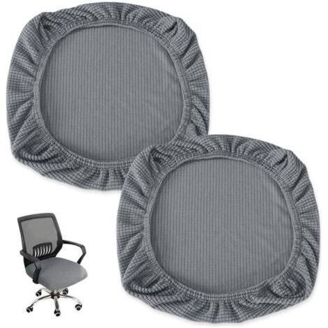 2 Pièces Housse Tabouret Rond, Extensible pour Chaise de Salle à Manger, Pivotant de Bar, Protege Siege Bureau, Lavable,Gris (1/4)